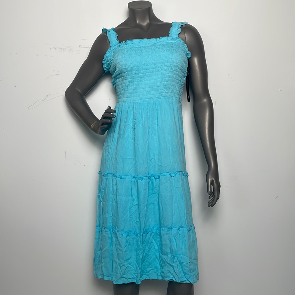 As U Wish Light Blue Midi Tiered Smocked Sundress Size XL New With Tags